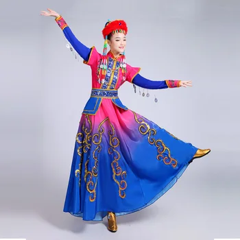 Sieviešu Mongolijas Apģērbu Skatuves Sniegumu Deju Svārki Kleita Meitene Mongolijas Deju Tērpi Bērnu Mazākumtautību Tibetas Deju Apģērbi