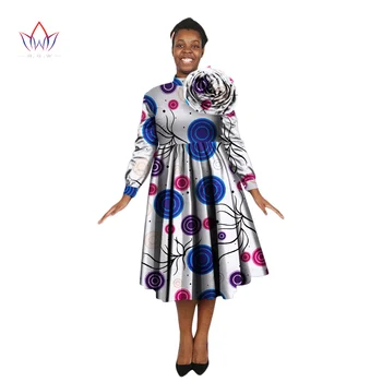 Jauno Āfrikas Kleitas Sievietēm Bazin Riche pilnu piedurknēm Āfrikas Apģērbu Dashiki Noņemams Liels Rožu Ziedu Kleitu WY1999
