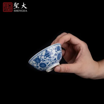 Auspicious lotosa ziedu juaņa karstā saglabāt master cup jingdezhen porcelāna parauga tējas tase manuāli kung fu tējas tases