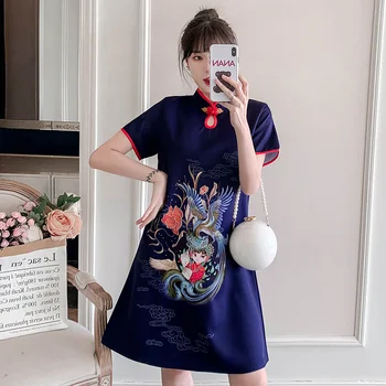 2022 Jaunā Nacionālā Stila Modes Qipao Sievietēm Zaudēt Gadījuma Ķīniešu Kleita Cheongsam Kleitu Mūsdienu 2022 Vintage Tradicionālo Tērpu