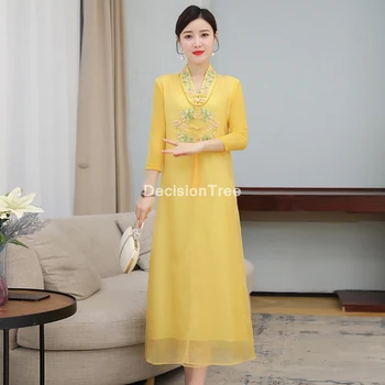 Ir 2021. mežģīnes jaunums līnijas dāma cheongsam elegants sieviešu qipao vestidso līgava kāzu kleitu, tērpu elegantu ziedu cheongsam