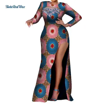 Āfrikas Drukāt Kleitas Sievietēm Riche garām Piedurknēm Seksīgas Garās Kleitas Kāzu Puse Vestidos Tradicionālo Āfrikas Apģērbu WY7607