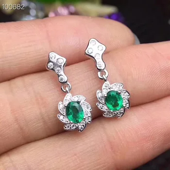 Smaragda auskarus Bezmaksas piegāde Dabas nekustamā emerald 925 sterling sudraba auskari 4*5mm 2gab
