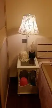 Dīvāns plaukta. Grīdas lampa no sēž istabā tējas galds