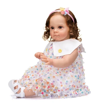 60CM Roku darbs Atdzimis Toddler Reāli Megija Detalizētu Spilgti Glezniecības Long Cirtaini Mati Meitene Baby Lelle Dāvanu Bērniem