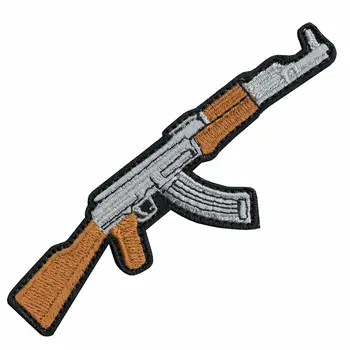 AK-47 Mašīna Lielgabals DIY Dzelzs Par Izšūtas Aplikācijas Plāksteris 4-1.5 collu (Izmērs ir par 8.3*3.1 cm)