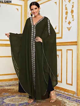Ramadāna Abayas Sievietēm Āfrikas Kleita Musulmaņu Modes Izšūtām Pērlītēm Abaya Turcija Eid Mubarak Kimono Sieviešu Drēbes, Longue Femme