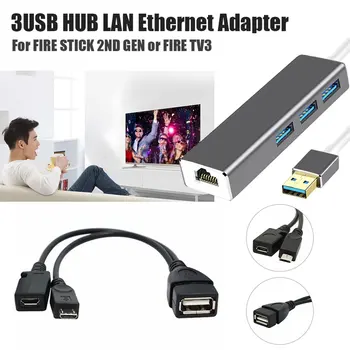 3 Port Hub USB Savienotāja Kabeli, Lai STICK LAN Ethernet & OTG Adapteri