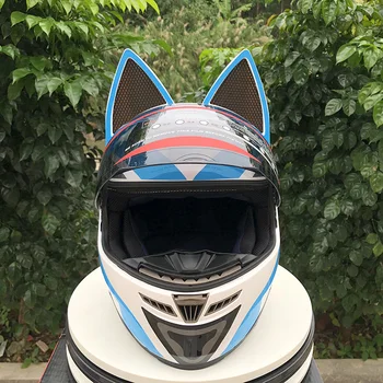 Pilnu Sejas Gudrs Kaķis Baltā Zilā Ķivere Atvērt Sejas Motokrosa Ķivere Unisex Motocikla Ķivere Capacetes Motociclista Jaunums Casque