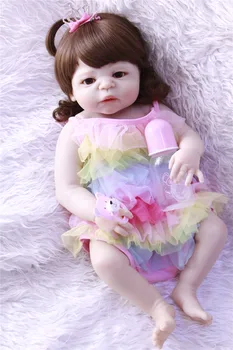 55cm Kolekcionējamus lelles Pilna Ķermeņa Vinila Silikona Atdzimis Toddler Princese spilgti Reāli lol lelle pelde brinquedos rotaļlietas dzimšanas dienā