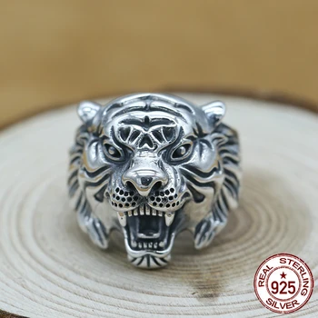 S925 sudraba vīriešu gredzens personība modes klasika retro rotaslietas tiger formu, lai nosūtītu mīlestības dāvanu 2018 karstā