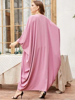 Abaya Dubaija Kleitas Zaudēt rozā pērlītēm izšuvumu bat piedurknēm drēbes ar garām piedurknēm sieviešu kleita Arābijas ilgi svārki