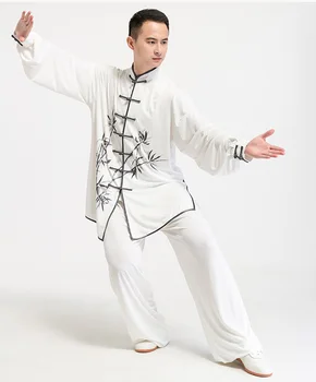 Sieviešu Tai Chi Apģērbu ar garām Piedurknēm Martial Arts Wear Wing Chun Kung Fu Uniformas Vīriešiem Tang Uzvalks Āra Pastaigu Rīta Sprots