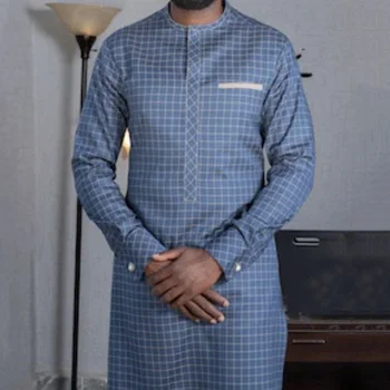 Vīriešu Musulmaņu T-krekls Islāma Pleds Svītrainām Vidēja garuma Ikdienas Krekli Dashiki Modes Vīriešu Apģērbu 2021 Āfrikas Chilaba Vīrietis