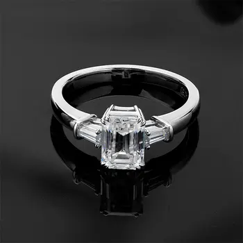 Baltā krāsa, 1 ct 5x6.5mm emerald cut 14k zelta moissanite dimanta halo gredzenu Серьги кольцо браслет кольца браслеты