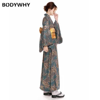 Jauno Japānas Sieviešu Kimono Augstas Kvalitātes Bieza Iedeguma Iespiesti Kimono Kleita Tradicionālajā Japāņu
