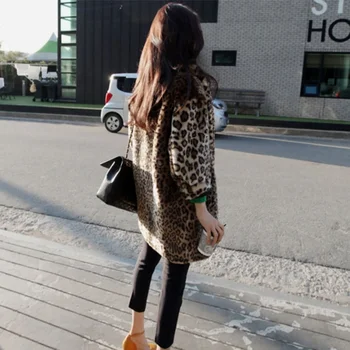 Rudens Ziemas Sievietes Leopard Jakas Ir 2021. Sieviešu Vintage Gadījuma Ilgi, Dāmas Jaka ar garām Piedurknēm Mēteļi Streetwear Plus Izmērs 3XL A77
