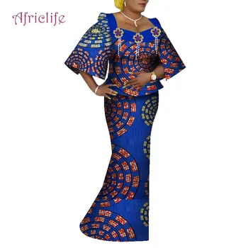 Svārki Kostīmi Puse Kāzu Gadījumā, Kleitas Eleganta Dāma, Īpaša Dizaina 2 gab Āfrikas Vasks, Kokvilnas Sieviešu Apģērbu WY5970