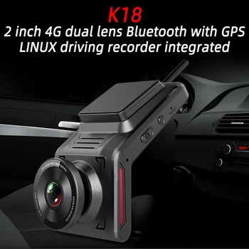 Automašīnas DVR Bluetooth GPS 120° 128GB+256M Līnijai Ierakstīt 4G 1080P Dual Objektīvs 2 Collu LINUX Mobile APP, Tālvadības Uzraudzības Nakts Redzamības WIFI