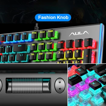 2020 Jaunu ierakstu AUAL F2099 mechanical gaming keyboard 104-atslēga spēļu klēpjdators, desktop multivides daudzfunkcionālo pogu tastatūru