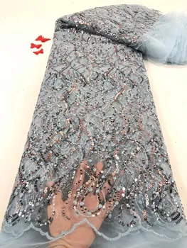 Jaunākās dizaina vizuļi izšūšanas audumi modes gzuze franču mežģīnes augstas kvalitātes tilla mežģīnes audumu puse kleitas DIY mežģīnes