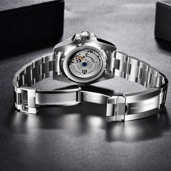 PAGANI DIZAINA Zīmolu Safīra Stikls Automātiskās Skatīties reloj hombre Luksusa Vīriešu Mehāniskās rokas Pulkstenis Nerūsējošā Tērauda GMT Skatīties Vīrieši