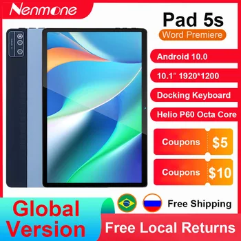 Nenmone Pad 5s 10.1 collu 1920X1200 MTK P60 Octa Core Procesoru, 2 In 1 Tablete Android 10 Veidu-C 9 Stundām Bateriju Dzīvi 13MP Kamera