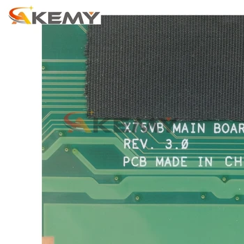 AKEMY X75VD Portatīvo datoru Mātesplati Par ASUS X75VD X75VB X75VC X75A X75V Sākotnējā Mainboard 4 GB-operatīvā ATMIŅA GT610M I3 CPU
