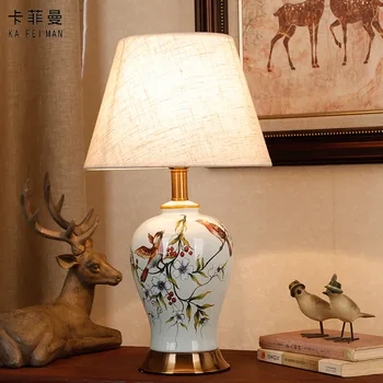 Jaunais Ķīnas Mājsaimniecības Klasiskā Siltu Keramikas Galda Lampas Guļamistaba, Viesistaba, Amerikāņu, Eiropas Dekori Lampas Kāzu Istaba Lukturi