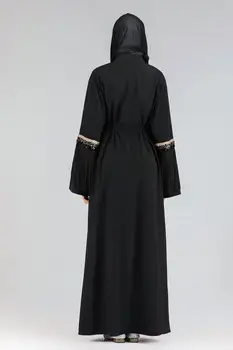 Musulmaņu Modes Sequine Sieviešu Kleita Frēzēšana Pušķis Abaya Arābu Turcijā, Tuvajos Austrumos Pilna Garuma Jaka Mūzikas Drēbes Ramadāna Abaya