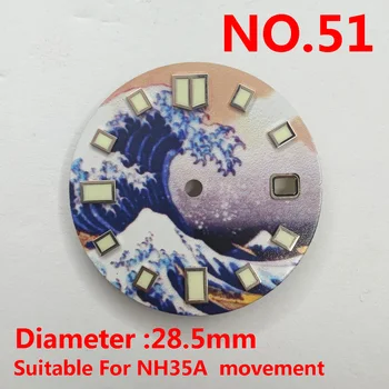 Pulksteņu Detaļas 28.5 mm Sterilā Skalu Gaismas Skatīties Skalu Gaismas Piemērots NH35A NH36 kustība