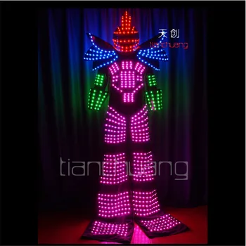 TC-130 RGB robots koka kājām, deju LED tērpu krāsās, krāsains gaismas apģērbtu vīriešu nēsā balles programmējams dj uzvalks sniegumu