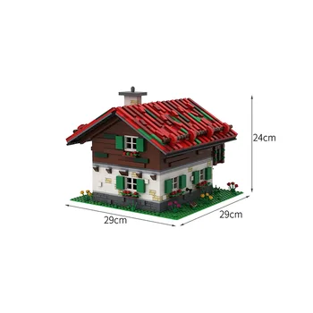 Pilsēta Ēkas Bergbauernhaus Street View House Meža Būda Lauku Bloku Komplekts Villa Modelis Ķieģeļu Puzzle Izglītības Rotaļlietas