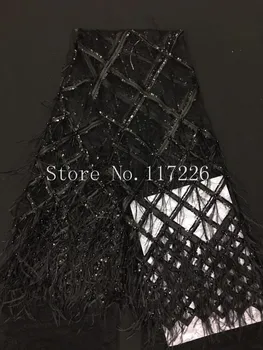 Super Kvalitāte, melns spalvu tilla mežģīnes auduma īpašu JRB-112946 franču neto Mežģīņu Auduma, ar pērlītēm, lai puse kleita