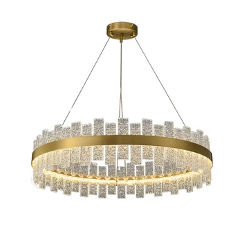 Vara Ēdamistaba Lustra Guļamistaba Kristāla Stikla LED Nododot Lampas Apaļas Gaismas Luksusa Post-modernās viesistabas PA0468