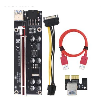 6Pack VER009S Plus PCI-E Stāvvadu Kartes PCI Express 1X, lai 16X Adapteris ar USB 3.0 Kabelis SATA, uz 6Pin Barošanas Vads Ieguves