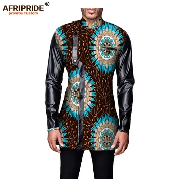āfrikas drēbes līdz 2018. gada rudenī, vīriešu mētelis AFRIPRIDE pilnu piedurknēm vienu krūtīm gadījuma mētelis kokvilnas un mākslīgās kažokādas raibs A731404