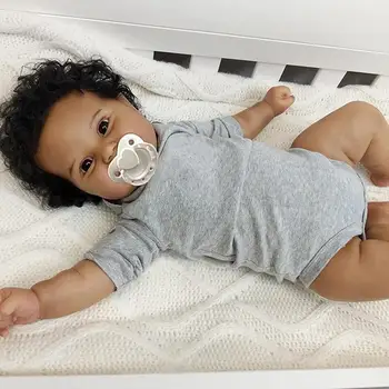 50CM Mīksta Struktūra Elastīgu Cute Baby Girl Maddie Melns Ādas Āfrikas Amerikāņu Bērnu Ar Matu Augstas Kvalitātes Roku darbs Lelle