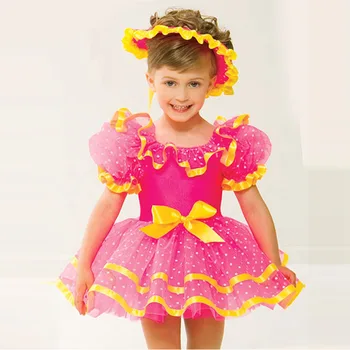 Ar Īsām Piedurknēm Bērnu Deju Tērps, Cepures +Kleita Meitenēm Cute Princese Drēbes Ropa Baleta Mujer Deju Leotard Dancewear B-2386