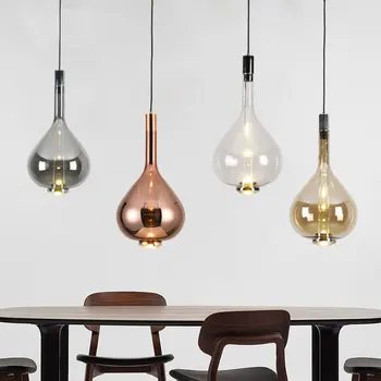 Moderns Restorāns LED Lustras bārs, kafejnīca Kulons lampas guļamistabas apgaismojums minimālisma mākslas Stikla Ēdamistaba Karājas gaismas
