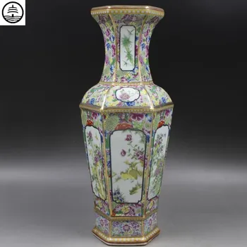 Qianlong Mākslas Keramikas Ziedu Vāze Mājas Dekoru Emaljas Ziedu, Putnu, Ziedu Orgānu Antīko Skrūvēm Pudeles Dekorēšana, Vācot R7266