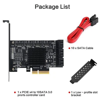 PCIE 4X SATA 3.0 10-Port 6 gb / s Paplašināšanas Karti ar Zema Profila Kronšteins Non-Raid Bootable Kā Sistēmas Disks priekš PC