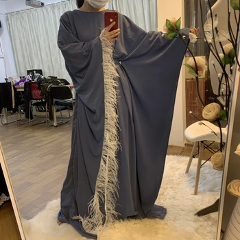 Plats Piedurkņu Abaya Sievietēm Musulmaņu Spalvu Maxi Drēbes Arābu Jilbab Puse Vakarā Eleganta Kleita Gara Kleita Tuvajos Austrumos Ramadāna Kaftan