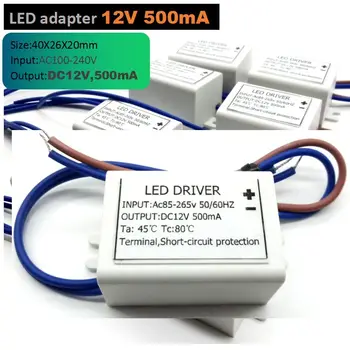 MR16 Mini LED adapteri AC/DC Adapteri 6W DC 12V 500 ma Vadītāja