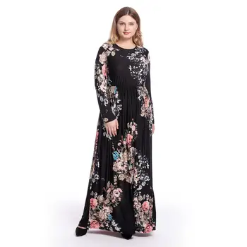 Musulmaņu Sievietes Iespiests Ziedu Sen Maxi Kleita Drēbes Abaya Plus Lieluma Ramadāna Islāmu Apģērbu Arābu Drapēti Dizaina Kroku Kleita Gadījuma