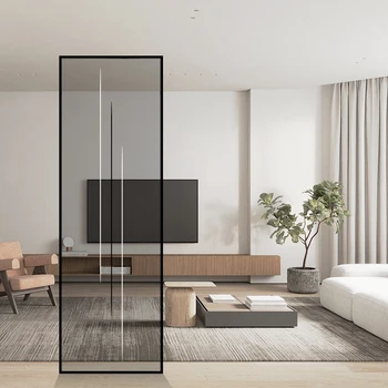Mūsdienu gaismas luksusa dzīvojamā istaba, birojs guļamistaba starpsiena vienkārša Eiropas stila nerūsējošā tērauda, metāla, stikla ekrāna