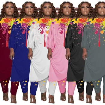 Āfrikas Drukāt Kleitas Sievietēm Āfrikas Sievietēm, Plus Lieluma 2 Divas Gabals, kas Sievietēm Tracksuit Tērpiem Rudenī Drēbes, XL-5XL