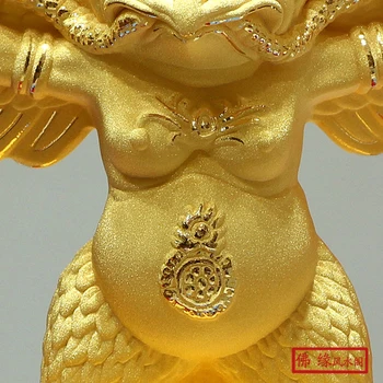 Samta satīna zelta Garuda Budas Tibetiešu rotas amatniecība dāvanu apdare feng shui rotājumi drošība un miers