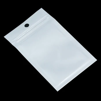 DHL 7.5*12cm Balta / caurspīdīga Automātiskais Zīmogs Rāvējslēdzēju Plastmasas Mazumtirdzniecības Iepakojuma Maisiņi Ziplock Zip Lock Maisā Pasākuma Pakete W/ Pakārt Caurums