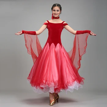 Jaunā Standarta Balles Deju Kleitas, 4 Krāsas, Lielās Šūpoles, Svārki Konkurences Deju Kleita Sievietēm Valsis Tango Dancewear DWY2193